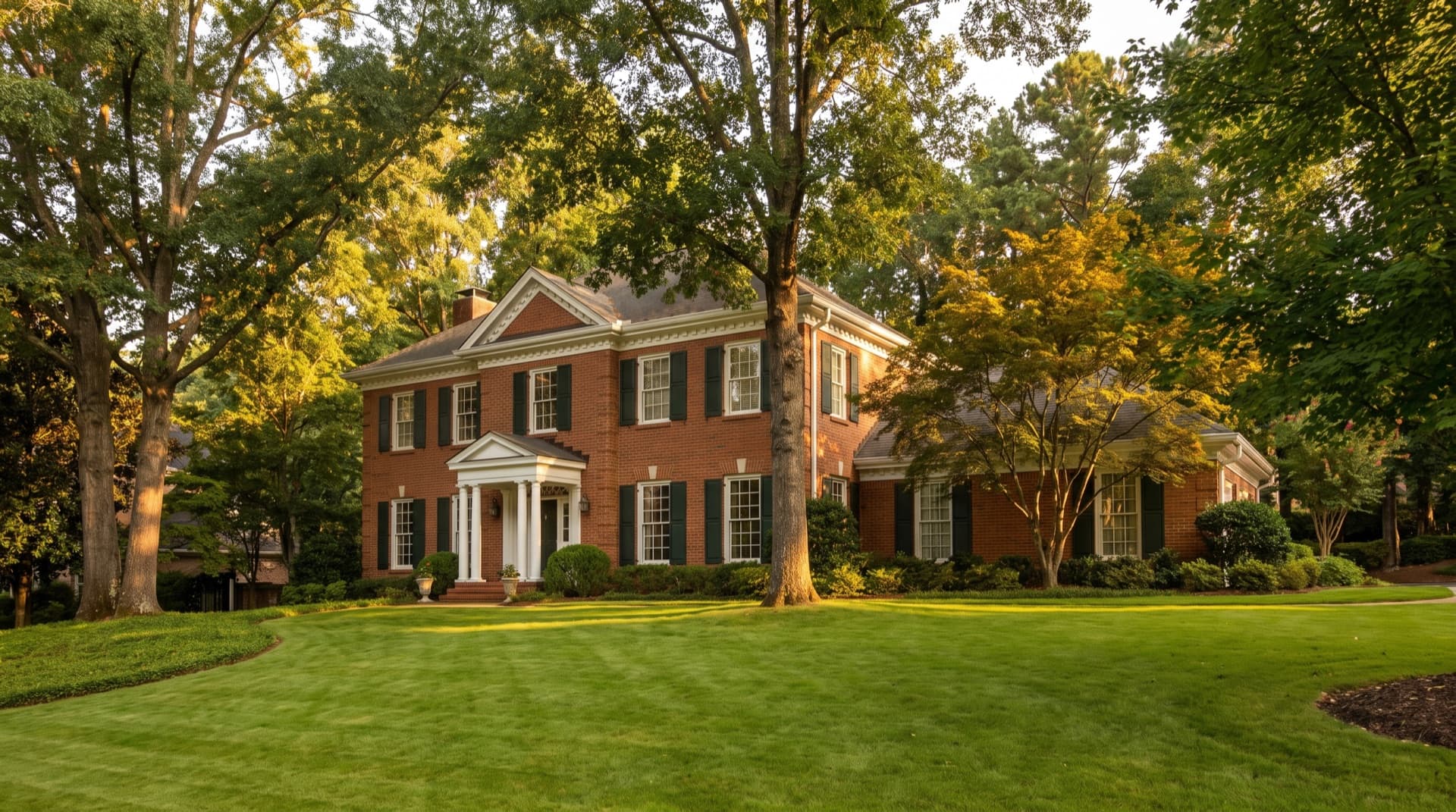 Large traditional brick estate home with mature hardwoods in Buckhead, Atlanta