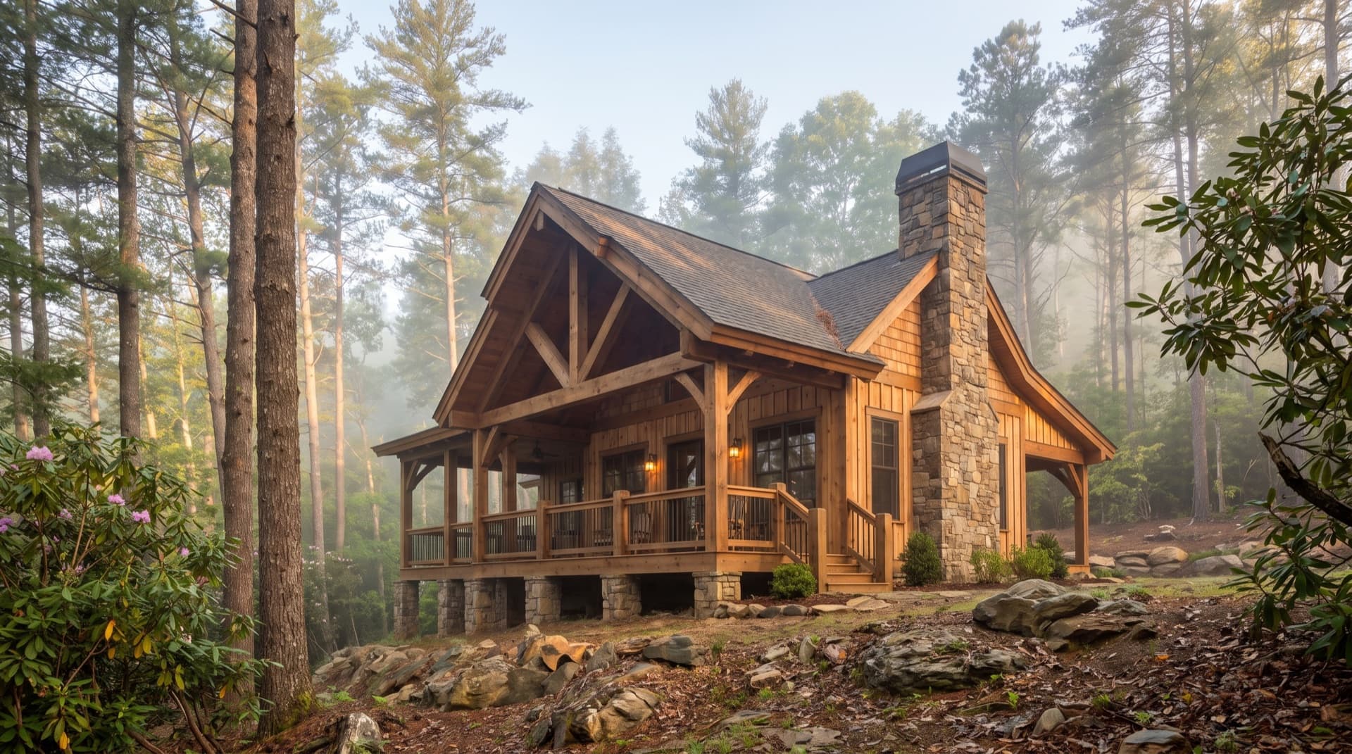 Timber and cedar mountain home on a wooded lot near Dawsonville, Georgia