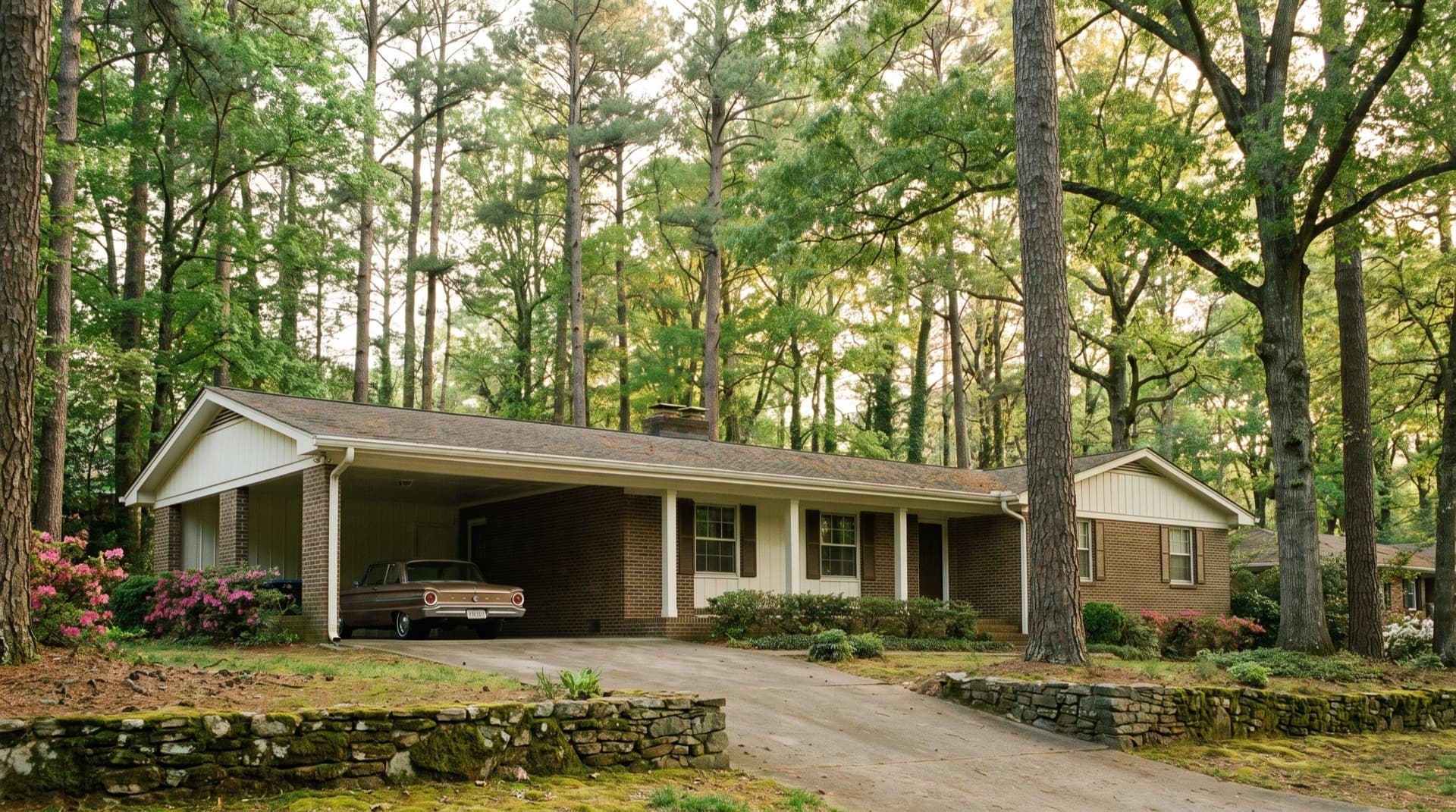 Post-war brick ranch home on a large wooded lot in Tucker, Georgia